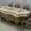 Casa Padrino Luxus Barock Esstisch Mehrfarbig / Gold - Prunkvoller Massivholz Esszimmertisch im Barockstil - Barock Esszimmer Möbel - Luxus Esszimmer Möbel im Barockstil - Edel & Prunkvoll