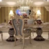 Casa Padrino Luxus Barock Esszimmer Stuhl Set Hellblau / Beige / Silber - Prunkvolles Küchen Stühle 8er Set - Barock Esszimmer Möbel