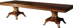Casa Padrino Luxus Barock Esstisch Braun / Gold 350 x 120 x H. 80 cm - Massivholz Esszimmertisch - Esszimmer Möbel im Barockstil - Edel & Prunkvoll