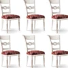 Casa Padrino Luxus Barock Esszimmerstuhl Set Bordeauxrot / Rosa / Weiß - Edles Barock Esszimmer Stühle 6er Set - Barock Esszimmer Möbel - Luxus Qualität - Made in Italy