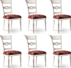 Casa Padrino Luxus Barock Esszimmerstuhl Set Bordeauxrot / Rosa / Weiß - Edles Barock Esszimmer Stühle 6er Set - Barock Esszimmer Möbel - Luxus Qualität - Made in Italy