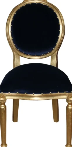 Casa Padrino Luxus Barock Esszimmer Set Medaillon Royalblau / Gold 50 x 52 x H. 99 cm - 6 handgefertigte Esszimmerstühle - Barockmöbel