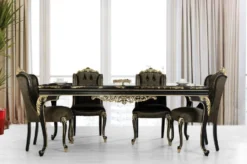 Casa Padrino Luxus Barock Esszimmer Stuhl Schwarz / Gold H. 110 cm - Barock Esszimmer Möbel