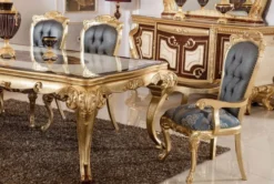 Casa Padrino Luxus Barock Esstisch Weiß / Braun / Gold - Prunkvoller Massivholz Esszimmertisch im Barockstil - Prunkvolle Barock Esszimmer Möbel