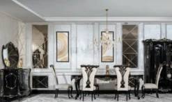 Casa Padrino Luxus Barock Esszimmer Stuhl Creme / Schwarz / Gold - Prunkvoller Barockstil Küchen Stuhl - Luxus Esszimmer Möbel im Barockstil - Barock Möbel - Edel & Prunkvoll