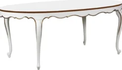 Casa Padrino Luxus Barock Esstisch Weiß / Gold 207 x 114 x H. 78 cm - Ovaler Mahagoni Küchentisch - Barock Esszimmer Möbel - Luxus Qualität