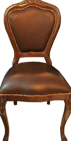 Casa Padrino Luxus Barock Esszimmer Set Braun / Braun 45 x 47 x H. 99 cm - 4 handgefertigte Massivholz Esszimmerstühle mit Echtleder - Barock Esszimmermöbel