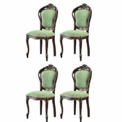 Casa Padrino Luxus Barock Esszimmer Stuhl 4er Set Grün / Dunkelbraun H. 100 cm - Barock Esszimmer Möbel