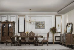 Casa Padrino Luxus Barock Esstisch Grau / Braun / Gold - Prunkvoller Barockstil Küchentisch - Luxus Esszimmer Möbel im Barockstil - Barock Esszimmer Möbel - Barock Einrichtung
