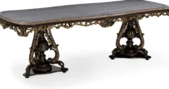 Casa Padrino Luxus Barock Esstisch Grau / Braun / Gold - Prunkvoller Barockstil Küchentisch - Luxus Esszimmer Möbel im Barockstil - Barock Esszimmer Möbel - Barock Einrichtung