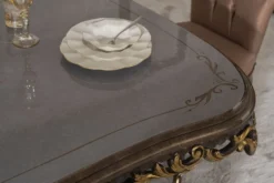 Casa Padrino Luxus Barock Esstisch Grau / Braun / Gold - Prunkvoller Barockstil Küchentisch - Luxus Esszimmer Möbel im Barockstil - Barock Esszimmer Möbel - Barock Einrichtung