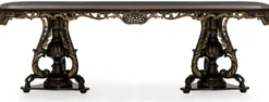 Casa Padrino Luxus Barock Esstisch Grau / Braun / Gold - Prunkvoller Barockstil Küchentisch - Luxus Esszimmer Möbel im Barockstil - Barock Esszimmer Möbel - Barock Einrichtung