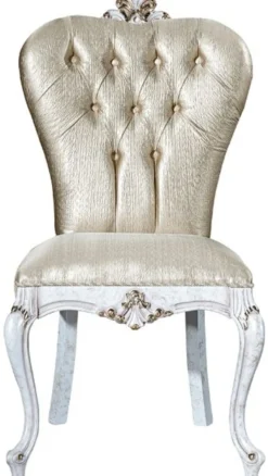 Casa Padrino Luxus Barock Esszimmer Stuhl Set Gold / Antik Weiß / Gold 57 x 65 x H. 113 cm - Küchen Stühle 6er Set - Barock Esszimmer Möbel - Edel & Prunkvoll