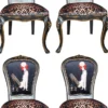 Casa Padrino Luxus Barock Esszimmer Set Dame mit High Heels Leopard / Schwarz / Braun 50 x 50 x H. 110 cm - 4 handgefertigte Esszimmerstühle - Barockmöbel