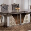 Casa Padrino Luxus Barock Esstisch Grau / Dunkelbraun / Gold - Rechteckiger Barockstil Küchentisch - Luxus Esszimmer Möbel im Barockstil - Barock Esszimmer Möbel - Barock Einrichtung