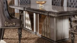 Casa Padrino Luxus Barock Esstisch Grau / Dunkelbraun / Gold - Rechteckiger Barockstil Küchentisch - Luxus Esszimmer Möbel im Barockstil - Barock Esszimmer Möbel - Barock Einrichtung