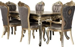 Casa Padrino Luxus Barock Esszimmer Stuhl 6er Set Lila / Antik Gold / Schwarz - Prunkvolle Barockstil Küchen Stühle - Luxus Barockstil Esszimmer Möbel - Barock Esszimmer Möbel - Barockstil Möbel
