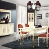 Casa Padrino Luxus Barock Esstisch Creme / Gold 130-330 x 100 x H. 77,5 cm - Ausziehbarer Küchentisch