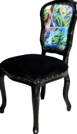 Casa Padrino Luxus Barock Esszimmer Set Comic Mehrfarbig / Schwarz 55 x 54 x H. 103 cm - 6 handgefertigte Esszimmerstühle - Designer Stühle - Barock Esszimmermöbel