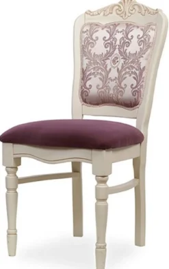 Casa Padrino Luxus Barock Esszimmer Stuhl Lila / Creme H. 104 cm - Barock Esszimmer Möbel