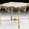 Casa Padrino Luxus Barock Esstisch mit Marmorplatte Gold / Weiß 98 cm - Barock Esszimmer Möbel
