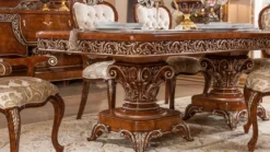 Casa Padrino Luxus Barock Esstisch Braun / Bronze - Prunkvoller Massivholz Esszimmertisch im Barockstil - Barock Esszimmer Möbel - Luxus Esszimmer Möbel im Barockstil - Edel & Prunkvoll