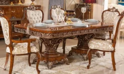 Casa Padrino Luxus Barock Esstisch Braun / Bronze - Prunkvoller Massivholz Esszimmertisch im Barockstil - Barock Esszimmer Möbel - Luxus Esszimmer Möbel im Barockstil - Edel & Prunkvoll