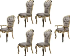 Casa Padrino Luxus Barock Esszimmer Stuhl 6er Set Lila / Antik Gold / Schwarz - Handgefertigte Barockstil Küchen Stühle - Luxus Barockstil Esszimmer Möbel - Barock Esszimmer Möbel