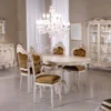 Casa Padrino Luxus Barock Esszimmer Set Braun / Cremefarben / Silber - 1 Barock Esstisch & 6 Barock Esszimmerstühle - Esszimmer Möbel im Barockstil - Luxus Qualität - Made in Italy