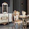 Casa Padrino Luxus Barock Esszimmer Set Creme / Weiß / Gold - 1 Barock Esstisch & 6 Barock Esszimmerstühle - Barock Esszimmer Möbel - Luxus Möbel im Barockstil - Edel & Prunkvoll