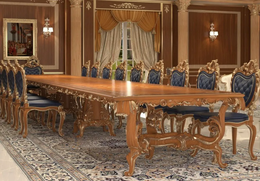 Casa Padrino Luxus Barock Esszimmer Stuhl Set Dunkelblau / Braun / Gold 57 x 62 x H. 105 cm - Prunkvolles Küchen Stühle 6er Set - Hotel Restaurant Schloss Möbel - Luxus Qualität - Made in Italy