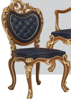 Casa Padrino Luxus Barock Esszimmer Stuhl Set Dunkelblau / Braun / Gold 57 x 62 x H. 105 cm - Prunkvolles Küchen Stühle 6er Set - Hotel Restaurant Schloss Möbel - Luxus Qualität - Made in Italy