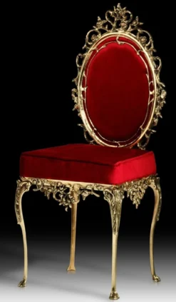 Casa Padrino Luxus Barock Esszimmer Stuhl Bordeauxrot / Gold - Handgefertigter Bronze Stuhl mit edlem Samtstoff - Luxus Esszimmer Möbel im Barockstil - Barock Möbel