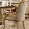 Casa Padrino Luxus Barock Esszimmer Stuhl mit Armlehnen Grau / Gold H. 100 cm