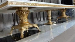 Casa Padrino Luxus Barock Esstisch Creme / Weiß / Gold 500 cm - Riesiger Massivholz Esszimmertisch - Esszimmer Möbel im Barockstil - Barock Möbel - Barock Einrichtung - Edel & Prunkvoll