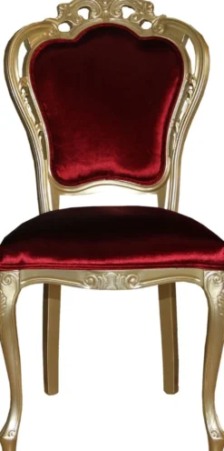 Casa Padrino Luxus Barock Esszimmer Stuhl in Bordeauxrot/Gold - Designer Stuhl - Luxus Qualität