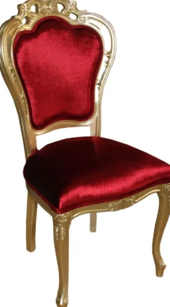 Casa Padrino Luxus Barock Esszimmer Stuhl in Bordeauxrot/Gold - Designer Stuhl - Luxus Qualität