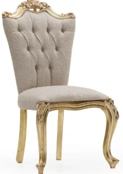 Casa Padrino Luxus Barock Esszimmer Stuhl 8er Set Grau / Gold - Prunkvolle Barockstil Küchen Stühle - Luxus Esszimmer Möbel im Barockstil - Barock Esszimmer Möbel - Barockstil Möbel