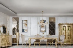 Casa Padrino Luxus Barock Esszimmer Stuhl 8er Set Grau / Gold - Prunkvolle Barockstil Küchen Stühle - Luxus Esszimmer Möbel im Barockstil - Barock Esszimmer Möbel - Barockstil Möbel
