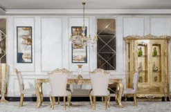 Casa Padrino Luxus Barock Esszimmer Stuhl 8er Set Grau / Gold - Prunkvolle Barockstil Küchen Stühle - Luxus Esszimmer Möbel im Barockstil - Barock Esszimmer Möbel - Barockstil Möbel