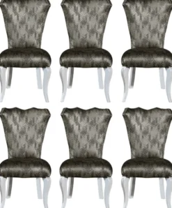 Casa Padrino Luxus Barock Esszimmer Stuhl Set Grün / Gold / Weiß 49 x 56 x H. 102 cm - Edles Küchen Stühle 6er Set - Barock Esszimmer Möbel