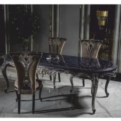 Casa Padrino Luxus Barock Esszimmer Stuhl 6er Set Gold / Lila - Barock Esszimmer Möbel