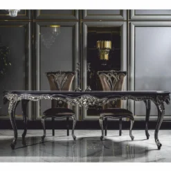 Casa Padrino Luxus Barock Esszimmer Stuhl 6er Set Gold / Lila - Barock Esszimmer Möbel