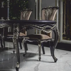 Casa Padrino Luxus Barock Esszimmer Stuhl 6er Set Gold / Lila - Barock Esszimmer Möbel