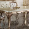 Casa Padrino Luxus Barock Esszimmer Set Weiß / Kupfer - 1 Barock Esstisch & 6 Barock Esszimmerstühle - Barock Esszimmer Möbel - Luxus Möbel im Barockstil - Edel & Prunkvoll