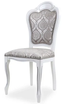 Casa Padrino Luxus Barock Esszimmer Stuhl 4er Set Grau / Weiß H. 107 cm - Barock Esszimmer Möbel