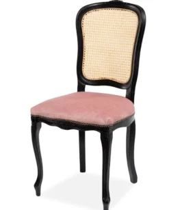 Casa Padrino Luxus Barock Esszimmer Stuhl Rosa / Naturfarben / Schwarz H. 100 cm