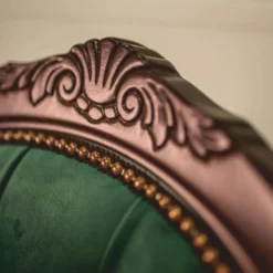 Casa Padrino Luxus Barock Esszimmer Stuhl mit Armlehnen Grün / Dunkelbraun H. 105 cm - Barock Möbel