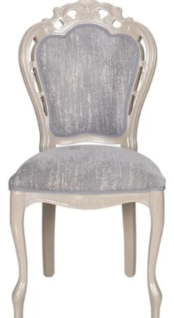Casa Padrino Luxus Barock Esszimmer Stuhl 4er Set Grau / Hochglanz Beige 49,5 x 57 x H. 102,5 cm - Barockstil Küchen Stühle - Prunkvolle Luxus Esszimmer Möbel im Barockstil - Edel & Prunkvoll