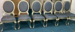 Casa Padrino Luxus Barock Esszimmerstuhl 6er Set Blau / Silber / Gold - Prunkvolle Esszimmerstühle im Barockstil - Barock Esszimmer Möbel - Luxus Esszimmer Möbel im Barockstil